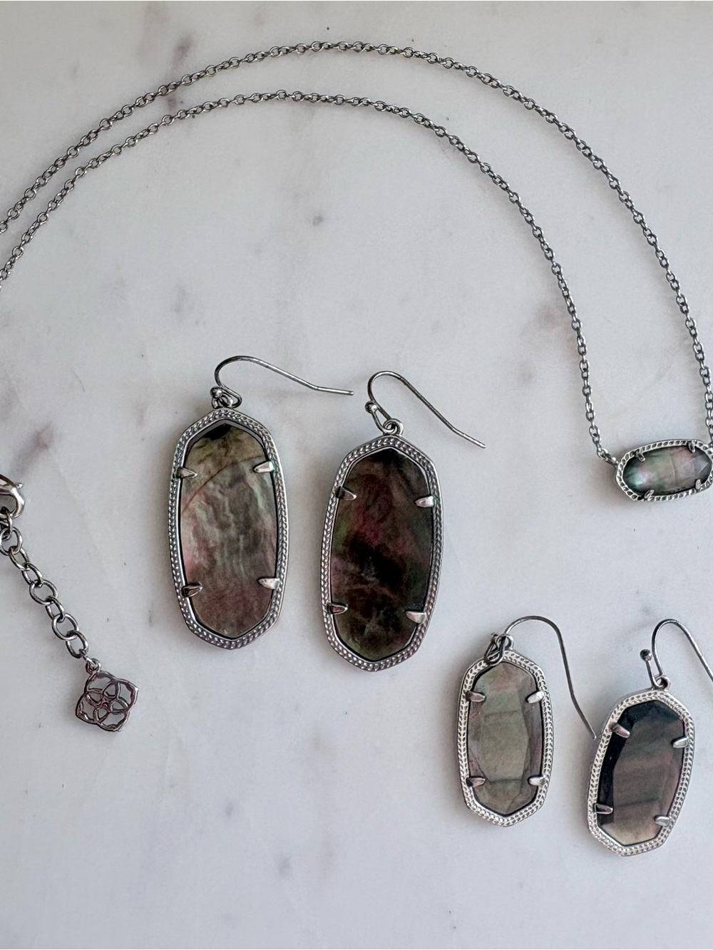 5 Piece Set-Kendra Scott Slate Gray & Silver Elle, Ellie, & Elisa